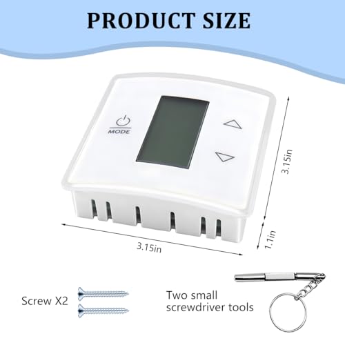Image of 3316250.712 RV Single Zone Wall Thermostat, Manual Regulator RV Analog Thermostat Replacement with Backlight LCD Display, Micro Precise Temperature Control for Camper Conditioners (White)