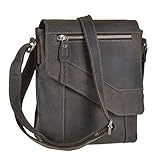 GEWICHT: ca. 700 g Greenburry Umhängetasche Leder Tasche 21x26cm braun Tobacco antik Herren Damen Vintage Revival Limited