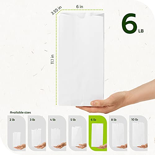 Paper Lunch Bags, Paper Grocery Bags, Durable White Paper Bags, 6 Lb Capacity, White, Pack Of 500 Bags #TOP5