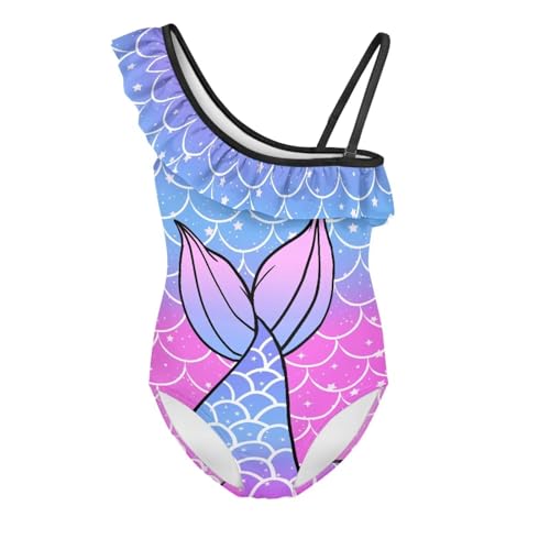 Image of Girls One Piece Bathing Suit,Slim-Fit Ruffle Strap Swimsuit with Adjustable Strap Quick Dry Summer Beach Swim Suit