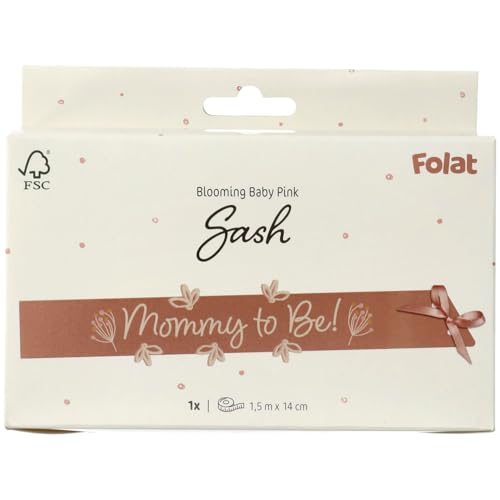 Folat 25006 Shower Decoration, Baby Shower, Pink, White Sash, Blooming Baby Girl-1.5 Metres, Multicoloured - Image 2