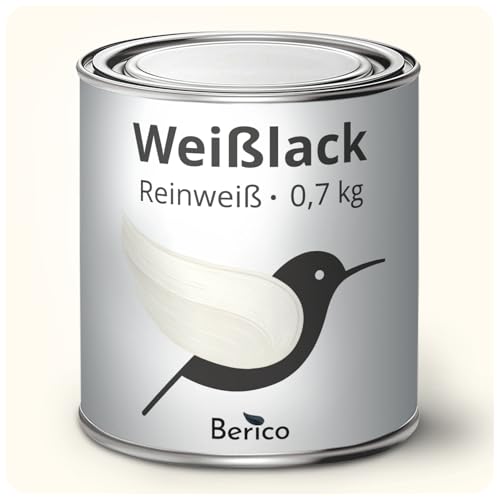 Berico Weisslack - 3,6 Kg - Klassisches Weiß (ähnl. Reinweiß RAL 9010) - Seidenmatt - 3in1 Grundierung & Deckfarbe - Hohe Beständigkeit & Deckkraft - UV-Schutz - Holz, Metall, Kunststoff