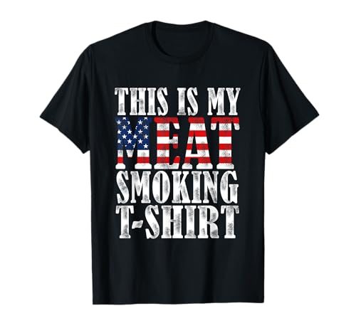Retro BBQ Smoker Vintage US Flag This is My Meat Smoking T-Shirt