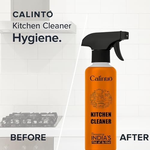 Image of Kitchen Cleaner 500 ml - Powerful Degreaser Spray with Lemon Freshness | Multi-Purpose Oil, Grease & Stain Remover for Gas Stove, Chimney, Sink, Tiles & Kitchen Surfaces, Safe & Effective