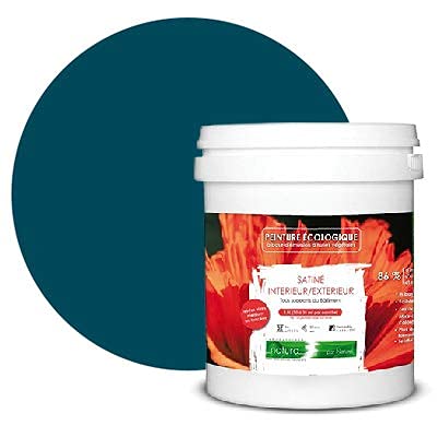 BOX DECO COULEURS Peinture naturelle écologique intérieur extérieur aspect satin Natura - 1L, Bleu Canard