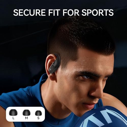 Image of occiam Wireless Earbuds Bluetooth Headphones 96Hrs Playback Sport Over-Ear Waterproof with Earhooks ENC Mics Clear Call for Running Workout Matte Black