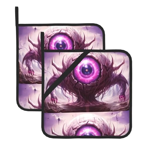 YYHHAOFA Juego de dos alfombrillas cuadradas con patrón de ojo gigante misterioso, aislado, grueso, impermeable, fácil de limpiar