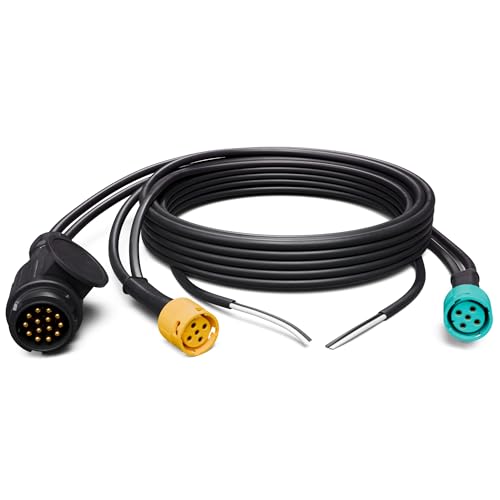 AUTOLIGHT 24 13-poliger Anhänger Kabelsatz 7 Meter + 2X 50cm DC Abgang – 8-polig belegt – Bajonett Stecksystem – spritzwassergeschützt – für PKW Anhänger & Trailer