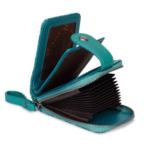 Image of Wrangler Small Wallet for Women Western Tooling Floral Credit Card Holder | Small Wallet with Rfid Blocking Zipper Around, 15 Card Slots, Compact & Minimalist, Easy to Carry, Gift for Female Ladies