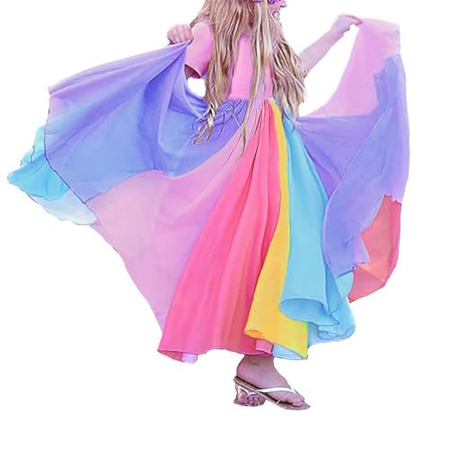 Toddler Kids Baby Girl Summer Dress Clothes Rainbow Ruffle Strap Dress Backless Princess Sundress Playwear Outfits