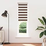 Tidyard Zebrarollo Braun 60x200 cm Stoffbreite 55,9 cm Polyester Doppelrollo ohne Bohren...