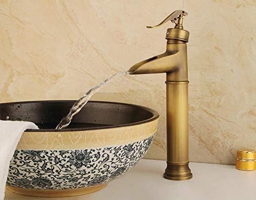 Robinets de lavabo de mode avec mitigeur cascade en laiton surhaussé