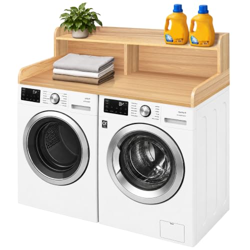 Image of Royxen Laundry Countertop with Storage Universal Fit, Washer and Dryer Countertop with Shelf, Laundry Room Storage, 2-Tier Shelf (Oak)