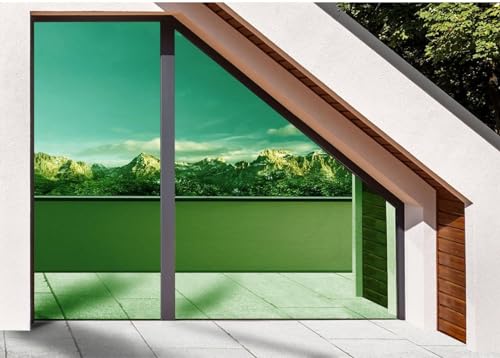 Image of CREON One Way Window Film, Privacy Window, UV Blocking, Non-Adhesive Static Cling Heat Control Reflective Glass Film for Home and Office 20x180 (Inch), Green- Film