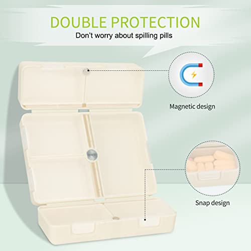 Image of FYY Travel Pill Organizer,7 Compartments Large Pill Box Medicine Case-Beige
