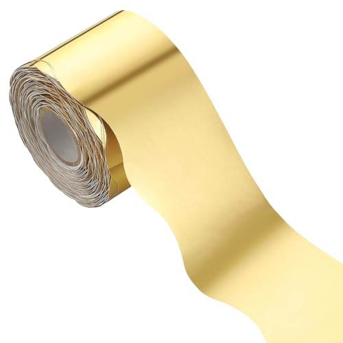 Tablero de anuncios de 65 pies con bordes para el brillo del aula festoneado para decoración de pared del hogar, color dorado