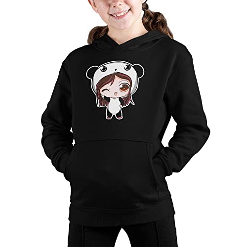 Moletom Infantil Fechado Blusa De Frio Unissex Menina Panda TSM Com Capuz Cor:Preto;Tamanho:12;Gêner