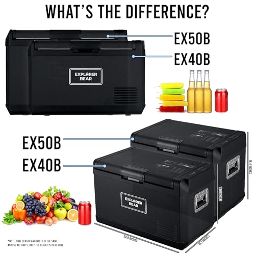 Image of Explorer Bear 12 Volt Refrigerator 12V Car Fridge 12 /24V DC 110-240V AC Portable Freezer Compressor Cooler 0℉-50℉ 3-Year Warranty for Truck Van RV SUV Boat Trailer Travel Road Trips Camping