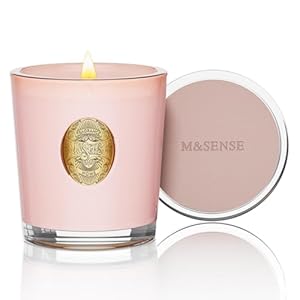 M&SENSE 290g Soy Scented Candles ​Coconut Lime&Apricot – 55 Hours Long Burning, Natural Non-Toxic Glass Jar Candle, Aromatherapy for Relaxing, Luxury Birthday/Mother’s Day Gifts for Women