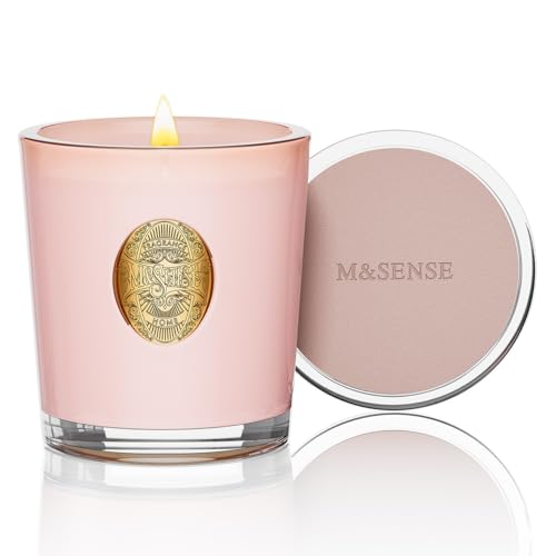 M&SENSE 290g Soy Scented Candles Coconut Lime&Apricot - 55 Hours Long Burning, Natural Non-Toxic Glass Jar Candle, Aromatherapy for Relaxing, Luxury Birthday/Mother's Day Gifts for Women