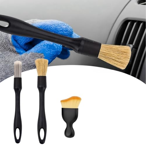 Cepillos Limpieza Coche,3pc Cepillo Suave para Limpieza Interior de Coche,Cepillos de Detalle,Brocha Limpieza Coche Interior,Cepillos Detailing Coche,Cepillo Detailing Lavar Coche,para Interior Coche