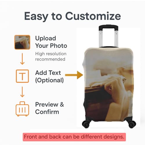 NOREVYE Customized Luggage Covers – Personalized photo/name/logo luggage covers, double-sided custom text and designs, elastic, washable, and scratch-resistant. (S(18-21 in)) - Image 6
