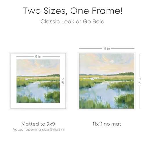 Image of Homeforia 11x11 Picture Frame White, High End Metal 11 by 11 Square Frames with Mat 9 x 9 Opening, 11by11 Poster Frames Matted to 9x9 inch Photo, Wall Hanging Frame, Tempered Glass, Wall Kit, Set of 1