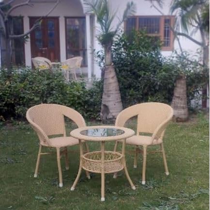 Image of India 2+1 Outdoor Indoor Patio Furniture Sets Rattan Chair Patio Set Conversation Set Poolside Lawn Chairs Swingarea Balcony Outdoor Garden Furniture Chair Honey Color