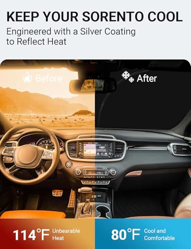 Image of Proadsy 2026 Upgrade Front Windshield Sun Shade Foldable Sunshade Protector Sun Visor Custom Fit 2016-2020 Kia Sorento LX, S, EX, SX, and SX-Prestige SUV Accessories