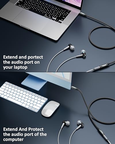 Image of FEDUS PURETONE 3.5mm Male to Female Aux Extension Cable Cord with Mic Support, 5 Meter 4-Pole TRRS Audio Jack Extender Braided For Smartphone, Speakers, PC, Headphone, Car Stereo,TV, Headphone,Tablet