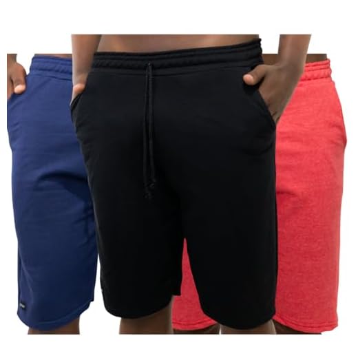 Kit 3 Bermuda Moletom Masculina Short Com Bolso Academia Treino (BR, Alfa, G, Regular, Regular, Preto- Vermelho- Azul Marinho)