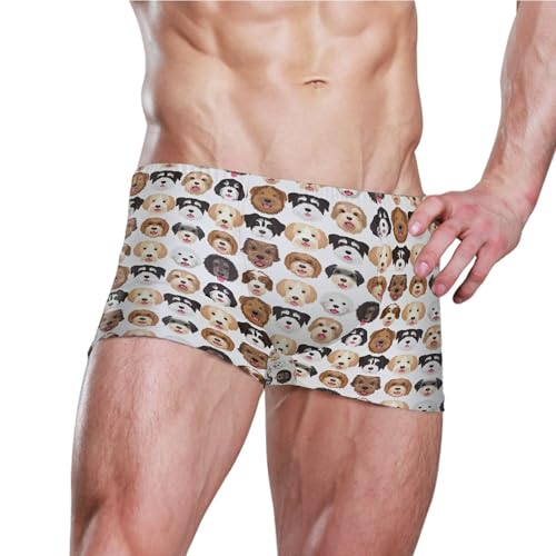Cute Dog Puppy Pug Mens Swim Trunk Swimwear Bathing Suit Swim Brief Square Leg Board Short S B04041103