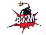 TH Boom Bomb Sound Attack Effect Cartoon Applique Embroidered Sew on Iron on Patch for Backpacks Jeans Jackets Clothing