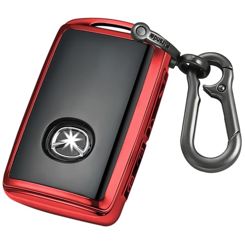 Kirsnda for Mazda key fob cover case with keychain Soft TPU key Shell/skin 4-Buttons fit 2020-2025 for 3 for 3 Hatchback for CX-50 CX-30 CX-90 CX-70 Remote Key(red)