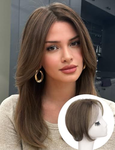 ORSUNCER 360 Cover Clip-in Bangs Hair Topper for Thinning Hair - Gray, Natural Fullness Synthetic Fake Bangs for Daily Wear