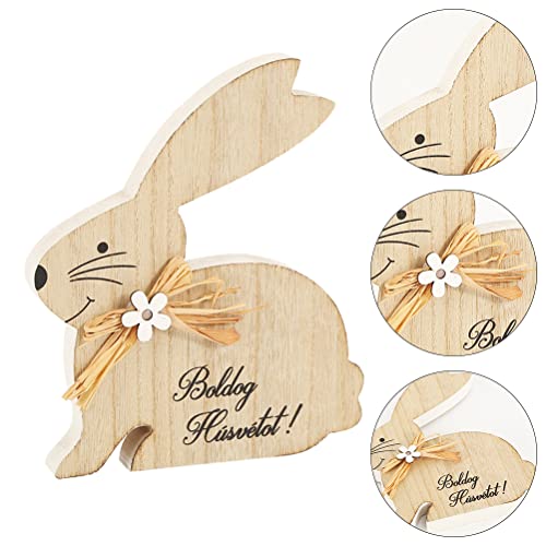 LUOZZY Ornamentos de mesa em formato de coelhinho de madeira da Páscoa para decoração de mesa