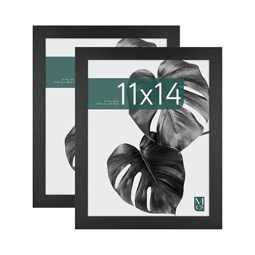 MCS Studio Gallery 11x14 Picture Frame Black Woodgrain, Rectangle Photo Frame for Photos, Posters & Art Prints (2-Pack)
