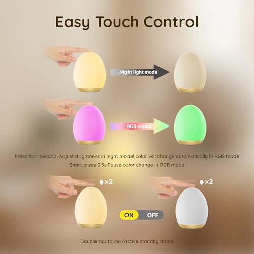 Lámpara nocturna para bebé con luz RGB y control táctil miniatura 6