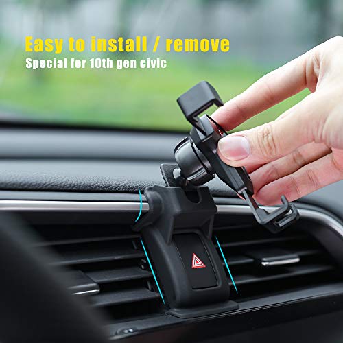 Thenice for 10th Gen Civic Cellphone Mount Mobile Phone Holder Support, 360 Degree Car GPS Bracket, Smartphone Stand for Honda Civic 2020 2019 2018 2017 2016
