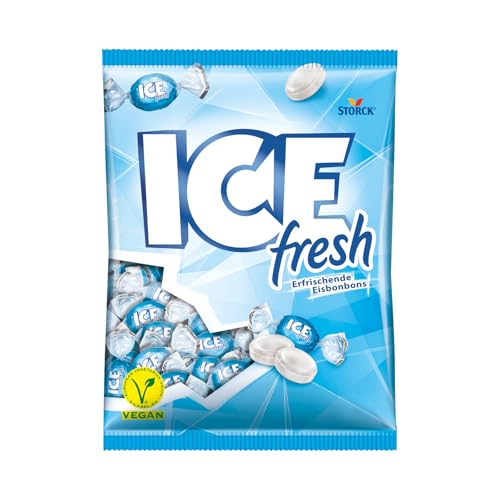 ICE fresh Bonbons 1 x 475 g Kühlende und erfrischende Eisbonbons mit mild-aromatischem Geschmack Vegane Süßigkeit einzeln verpackt