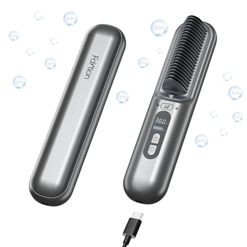 Faytion Cordless Hair Straightener Brush (Grey)