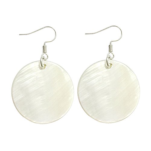 Natural White Sea Shell Silver Drop Dangle Earrings Women Gift Beach Jewelry