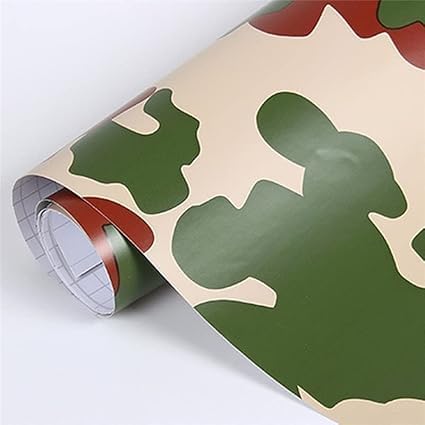 Carbon Fiber Vinyl Wrap, High Gloss Car Wrap Vinyl Roll, Auto DIY Decal Film Sheet with Air Release Technology, Self-Adhesive Car Wrapping (Camouflage Car Wrap, 12 X 24 INCH)