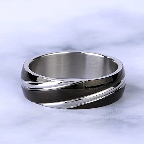 Jeulia Black Simple Titanium Steel Men's Band Wedding Black Ring Finish Beveled Polished Edge Comfort Fit Engagement Band Ring with Gift Box3