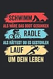 Schwimm, Radle & Lauf: Triathlon Läufer Joggen Sportler Notizbuch Tagebuch Liniert A5 6x9 Zoll Logbuch Planer Geschenk