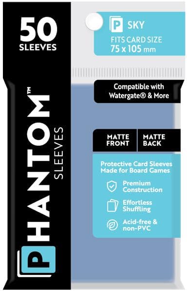 5 Packs Phantom Sleeves: Sky Size (75mm x 105mm) - Matte Matte (50) (Compatible with: Watergate and More) Value Bundle!