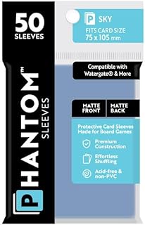 5 Packs Phantom Sleeves: Sky Size (75mm x 105mm) - Matte Matte (50) (Compatible with: Watergate and More) Value Bundle!