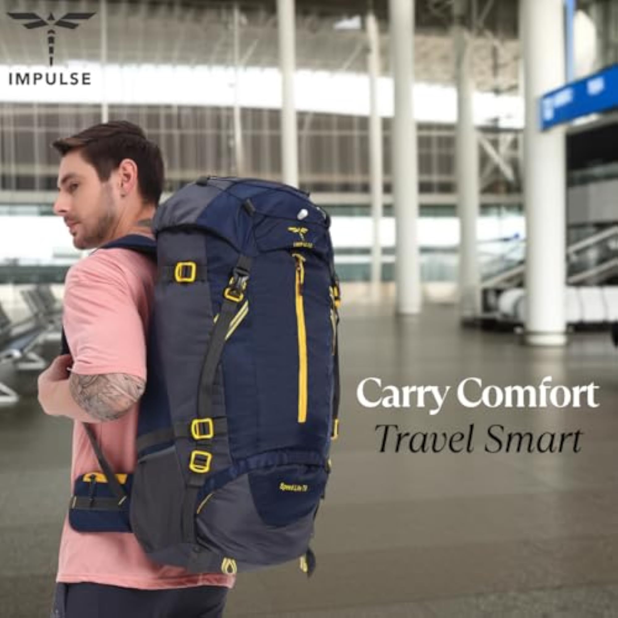 65L Travel Bag with Rain Cover, Water Resistant