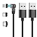Produktbild Ruibo Sike 360º + 180º Drehung Magnetisches USB-Kabel Handy-Schnellladekabel (3 in 1, Schwarz)