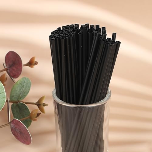 200 pitillos plásticos negros 5.1 pulgadas para bebidas miniatura 5